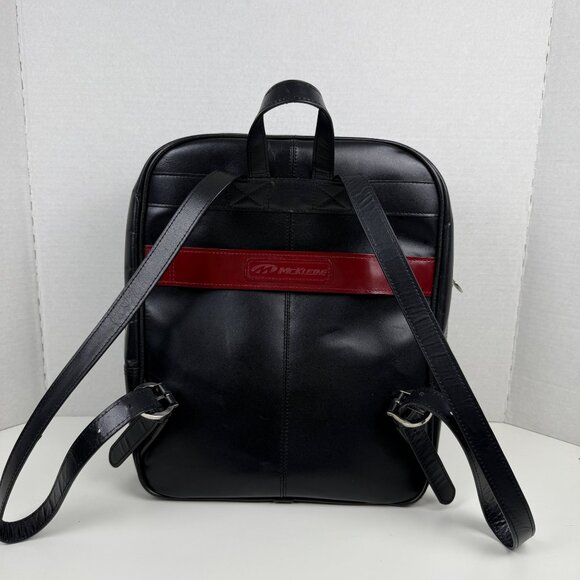 McKlein EDISON Laptop Slim Backpack Black Red Top Grain Cowhide Leather - Picture 3 of 16